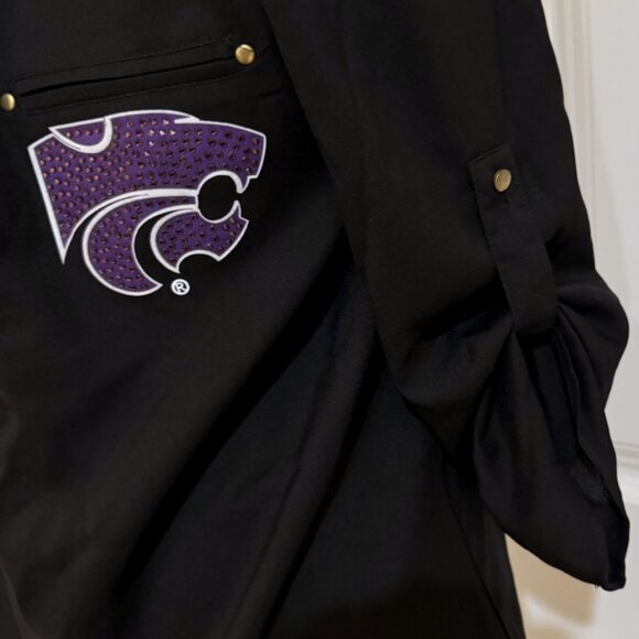 Kansas State Wildcats Womens Gameday Couture Black Shirt Dress S Beaded Tailgate - Picture 9 of 16